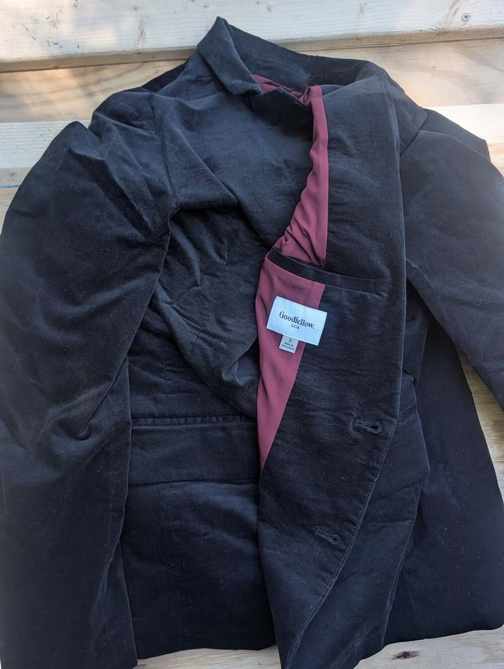Goodfellow & Co Velvet Blazer Size S Black Sport Coat